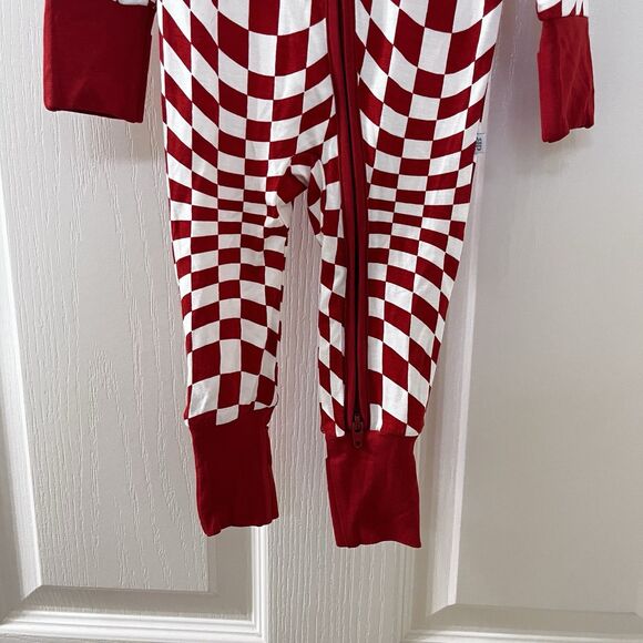 Brixton Phoenix Candy Check Bamboo Zip Romper Zippy Burnt Orange SZ Newborn NWT - Picture 3 of 15